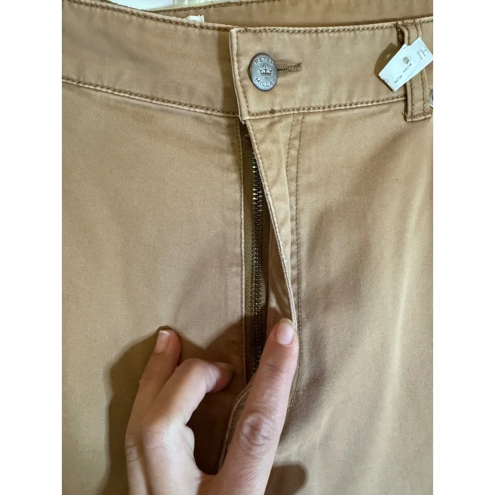 Peter Millar Men's Tan Sateen Stretch Five-Pocket‎ Pant Size 38